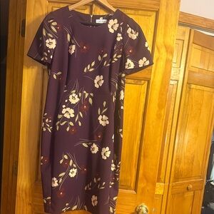 Calvin Klein Purple Floral Midi Dress